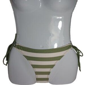 Bikini Bottoms Green and White Stripe Side Ties Size Small NWOT
